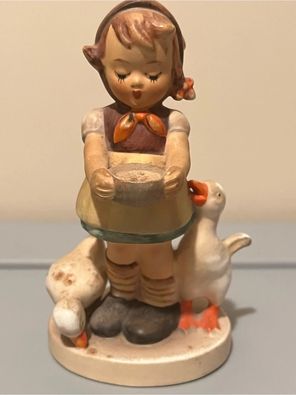 Goebel White and Cream Porcelain Figurine Base with Markings